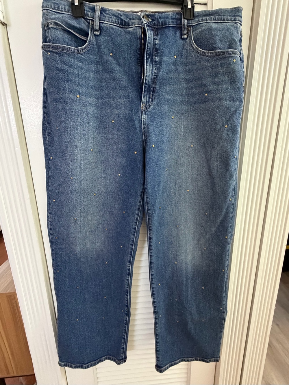 Jessica Simpson Blue Wide-Leg Jeans with Gold Studs